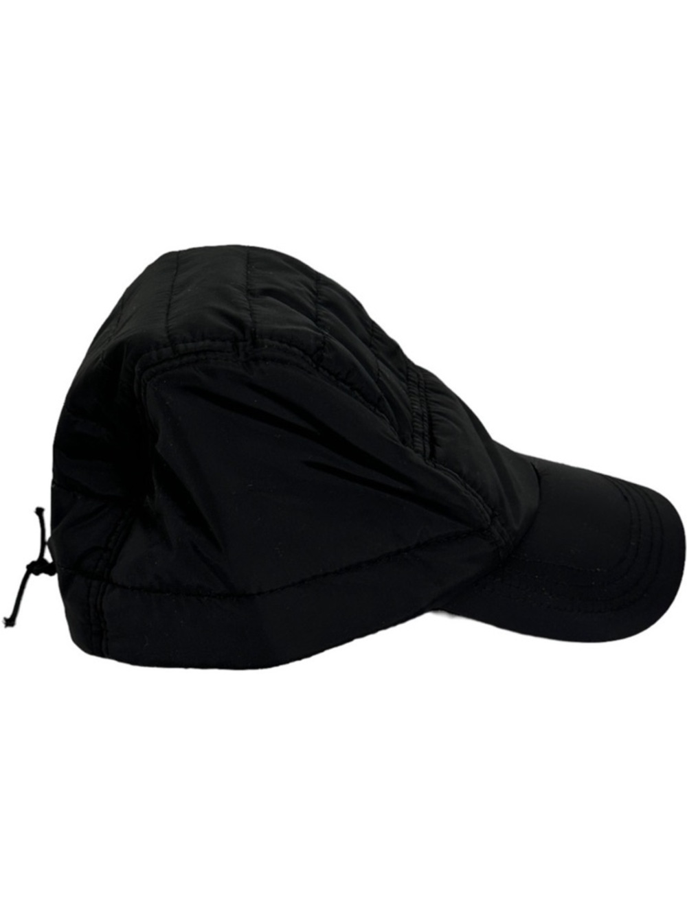 Nordstrom Open Edit Black‎ Nylon Quilted Baseball Cap Hat Brim Adjustable Cinch